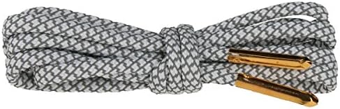 cfsky Adult Gold Aglet Shoelace Round White Color