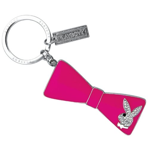 Groovy UK Schl&uuml;sselring mit Playboy-Fliege und Hasen-Symbol, magentarot