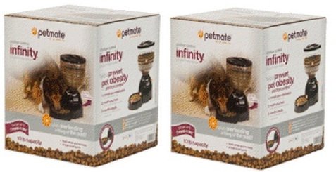 Petmate Infinity 10 lb Portion Control Automatic Dog Cat Feeder 2 pk