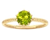 14K Yellow or White Gold Round Gemstone Solitaire Stackable Ring-Peridot-full, half sizes from 5-8.5