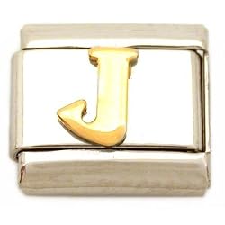 "J" Italian Charm Gold Plated 9mm