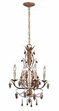 IMAGE OF Lite Source C7367 Austell 4-Lite Chandelier, Antique Brass with Crystal Drops