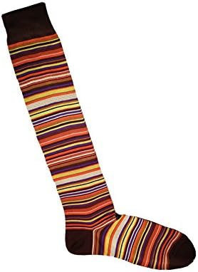 De Pio Men's Italian Sea Island Cotton Socks-Brown Stripe