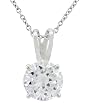 Platinum Overlay Sterling Silver Cubic Zirconia Solitaire Pendant, 18