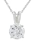 Platinum Plated Sterling Silver Cubic Zirconia Solitaire Pendant, 18"