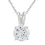 Platinum Overlay Sterling Silver Cubic Zirconia Solitaire Pendant, 18"