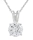 Platinum Overlay Sterling Silver Cubic Zirconia Solitaire Pendant, 18