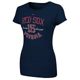 MLB Dustin Pedroia Boston Red Sox Women's Short Sleeve Crew Neck Tee (Athletic Navy, Large)
