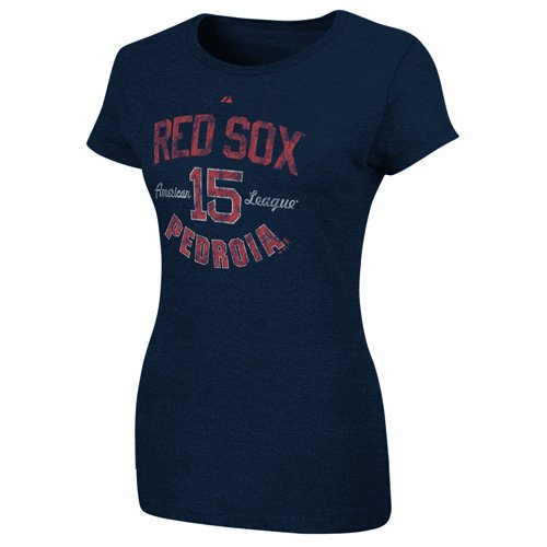 MLB Dustin Pedroia Boston Red Sox Women's Short Sleeve Crew Neck Tee (Athletic Navy, Large)