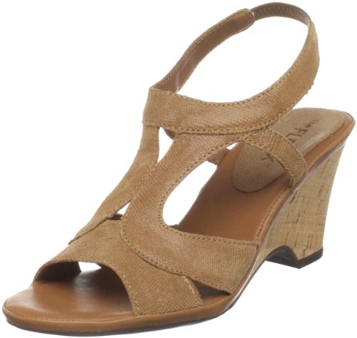 The Flexx Womens Jay Walk Cork Wedge T-Strap Sandal,Cognac,7 M US