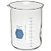 Kimble Kimax KG-33 borosilicate glass Griffin low-form beaker with blue double-scale graduations
