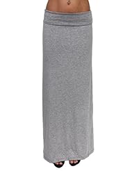 Apparel: Gorgeous Womens Rayon Span Full Length MAXI SKIRT: Heather Grey (LARGE)