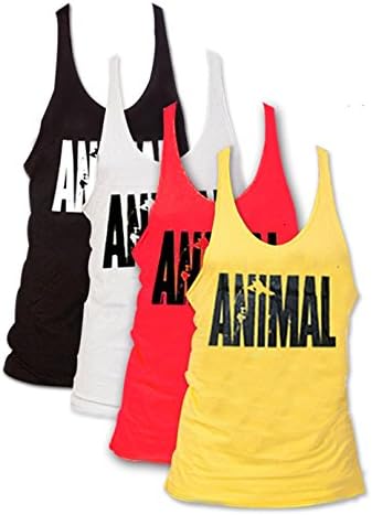 Pack of 2 Mens Animal Letter Print Muscle Gym Stringer Tank Top for Bodybuilding