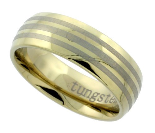 Tungsten Carbide 5/16 ( 8 mm ) Comfort Fit Domed Band w/ Zirconium Plating