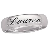 Personalized 5mm. Polished Sterling Silver Band with Name Outside