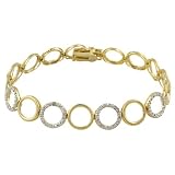 18k Gold over Silver Two-Toned Diamond Accent Circle Link Bracelet