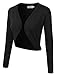 JJ Perfection Women's Solid Woven Open Front Long Sleeve Cropped Cardigan