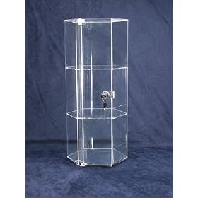 Acrylic Hexagon Revolving Showcase Lockable Cabinet - (BD1142B)