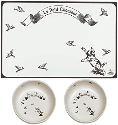 Two Parisian Little Hunter Cat Bowls + Matching Placemat