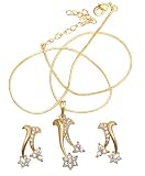 Earring and Pendant Sets Costume Jewelry with Cubic-Zirconia Gemstones Hand Engraved Indian Style