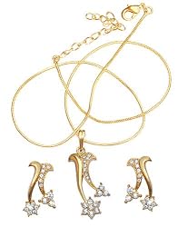 Earring and Pendant Sets Costume Jewelry with Cubic-Zirconia Gemstones Hand Engraved Indian Style (kps4)