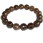 Smoky Quartz Bracelet 01 Stretch 12mm Facet Cut Brown Crystal Healing Gemstone