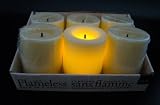 Flammenlose Stumpenkerze CREME 4.4 cm NEU, 6er Set, LED Echtwachskerze, LED Stumpenkerze, LED Stumpenkerzen, Votivkerze, Votivkerzen, LED Kerze, Kerze, Adventskranz, Weihnachten, Laterne, Licht, Windlicht, Tischlicht, Deko, Batteriebetriebene Kerze, Elektrische Kerze