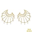 LEZORO Marvelous Earrings With Precious Stones - Genuine Clean Diamonds and 3.5 - 4mm Freshwater Pearls Made in 14K Yellow Gold. Total item weight 8.8g Length 45.5mm