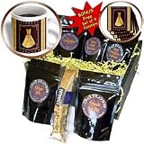 Jaclinart Dress Roses Flowers Nature Damask Ribbons - Antique gold design with dress and leaves and damask ribbons on chocolate background - Coffee Gift Baskets - Coffee Gift Basket