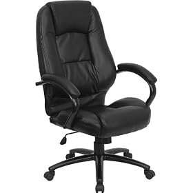 Black Leather High Back Office Chair [GO-710-BK-GG]