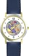 Torah Scroll & Menorah Plate Judaica Jewish Theme - WATCHBUDDY&reg; DELUXE TWO-TONE THEME WATCH - Arabic Numbers - Blue Leather Strap-Size-Large ( Men's Size or Jumbo Women's Size )