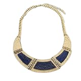 apop nyc Blue Gold Collar Statement Modern Bib Necklace