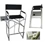 CH-1210/Tall Director Chair--Hevy Duty Over Size Aluninum Folding High Director Chair with Side Table Included Cup Holder and New Designed Foot Rest attached