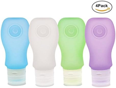 CONXIN Leak Proof Travel Bottles 1.25oz 4 Pack, Squeezable and Refillable TSA Approved Travel Size Accessories for Carry On Luggage - Perfect Containers for Liquid Toiletries, Blue+White+Green+Purple