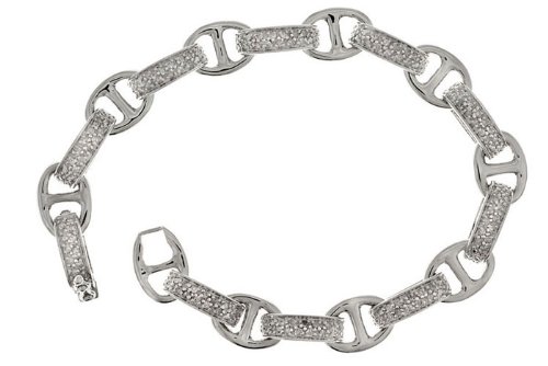 Sterling Silver Diamond Marine Link Bracelet, 1.00 CTW
