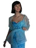Sheer Aqua Turquoise Organza Evening Wrap Shawl for Prom Wedding Bride