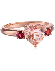 Rose-Gold Flashed Silver Morganite and Pink Tourmaline Heart Ring