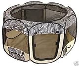 Pet Travel, Indoor or Outdoor Dog Cat Puppies Kitten Play Yard *Zebra* *Small*