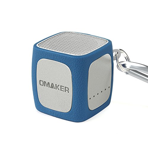 Omaker Bluetoothスピーカーキューブサイズ（爆音/耐衝撃/12時間再生接続）ポータブルワイヤレススピーカー（シルバー+ブルー）W4