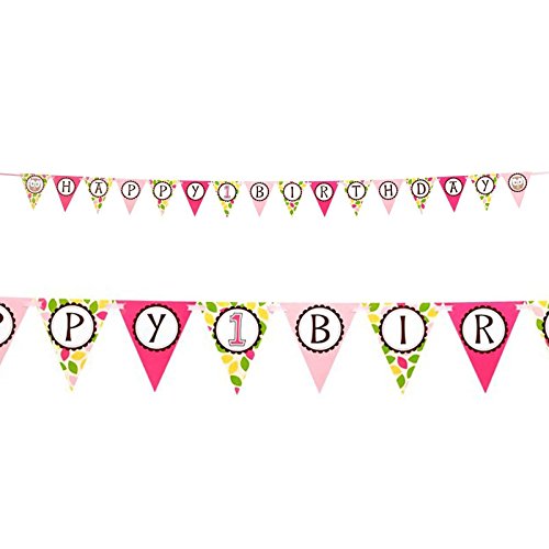 Owl Party Look Whoo's 1 Pink Ribbon Flag Banner