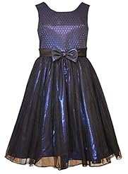 Girls Polyester/Taffeta/Tulle Round Neck Dots Print  Sleeveless  Dress With a Bow(s)
