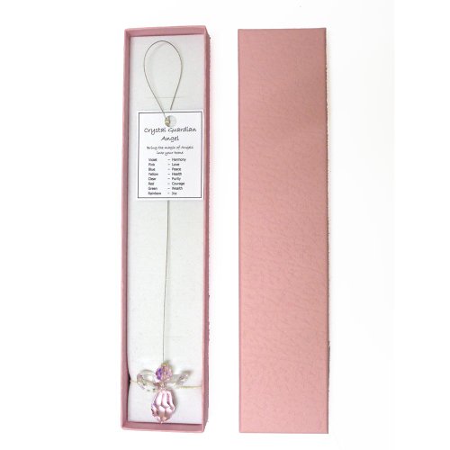 Crystal Guardian Angel suncatcher, Gift-Boxed - Pink (Love)