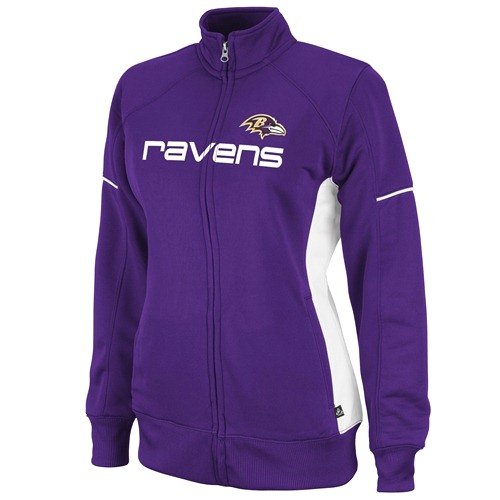 NFL Women's Baltimore Ravens Counter F-Zip Trk J Long Sleeve Mockneck Full-Zip Track Jacket (Dark Purple/White, Small)