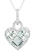 10k White or Yellow Gold Half Moon and Princess Aqua Stone Set and Diamond Heart Pendant (1/5 cttw, I Color, I2-I3 Clarity), 18
