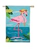 Pink Flamingo Bedazzled Regular Size Applique Flag