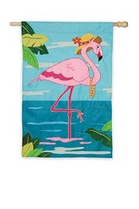 Pink Flamingo Bedazzled Regular Size Applique Flag