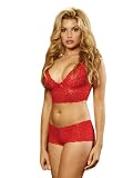 Red Lace Cami Set Matching Boyshorts Sexy Panties Lingerie Set