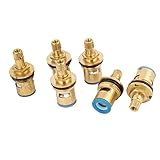 uxcell　セラミックバルブコア　蛇口用バルブ　6個入り　ゴールドトーン　セラミック　ゴム