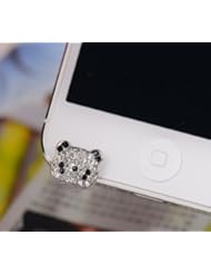 Lovely Bling Crystal Rhinestone Anti dust Ear Cap Earphone plug stopper for iphone 5 (Panda Bear)