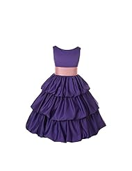 Girls Tea Length  Polyester/Satin  Dress With a Bow(s) and a Sash 